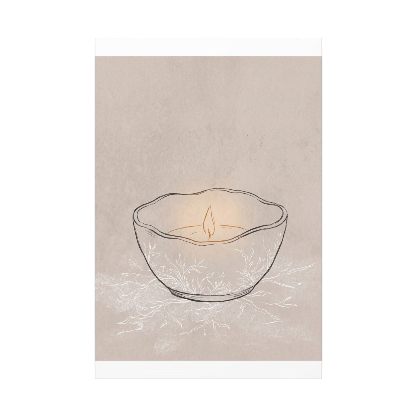 Ceramic Bowl Minimal Line Canvas Art | Neutral Japandi Art