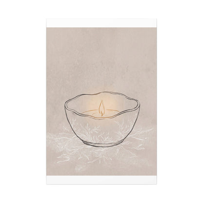 Ceramic Bowl Minimal Line Canvas Art | Neutral Japandi Art