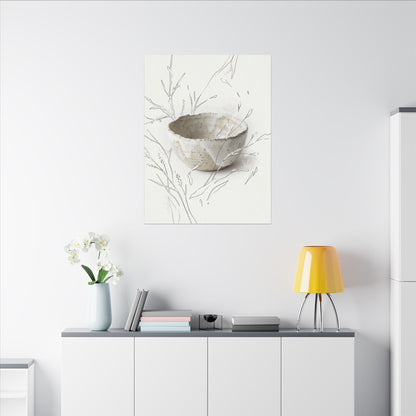 Neutral Ceramic Bowl Canvas Art - Minimal Line Japandi