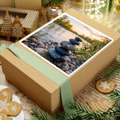 Kintsugi River Stones in Golden Hour | Gold Vein Sticker