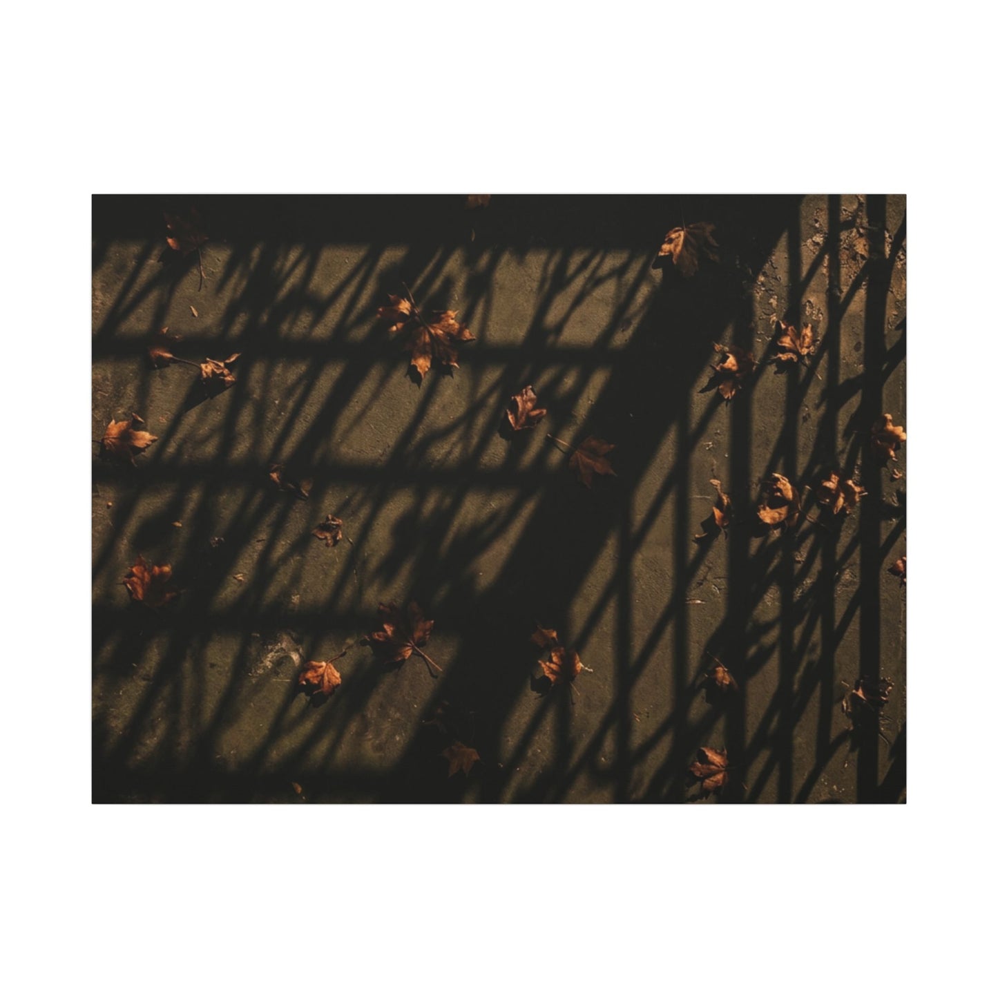 Shadow Play Canvas Art | Autumn Dark Japandi Moody Minimal Art Art Print