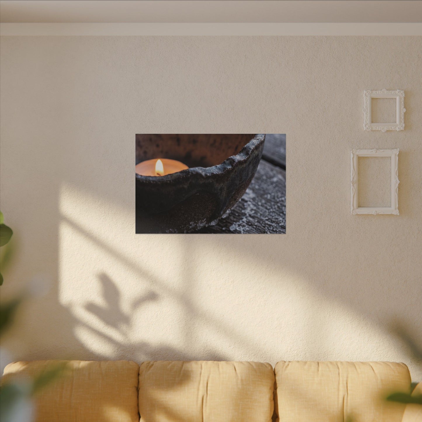 Atmospheric Ceramic Bowl Canvas Art - Moody Minimal Dark Japandi