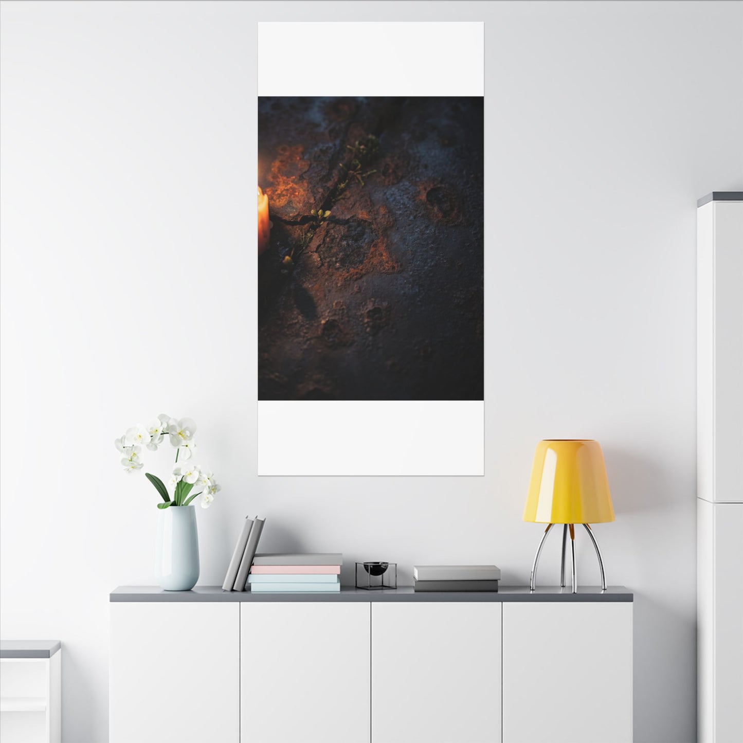 Candlelight Rust Patina Canvas Art - Dark Japandi Ma