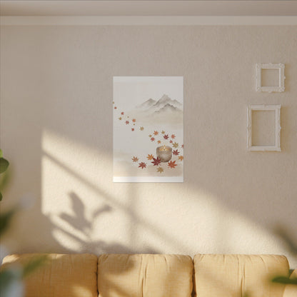 Earthy Mountain Mist Canvas Art - Japanese Pattern Japandi