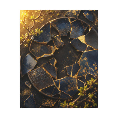 Golden Hour Broken Pottery Canvas Art - Kintsugi Ma