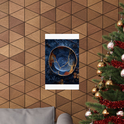 Fukinsei Ceramic Bowl Wall Art Print - Kintsugi Crackle Gold