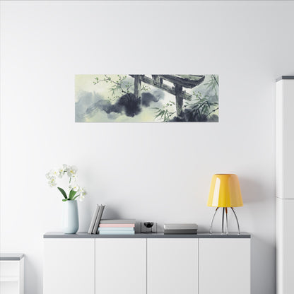 Torii Gate Sumi E Canvas Art | Serene Zen Art