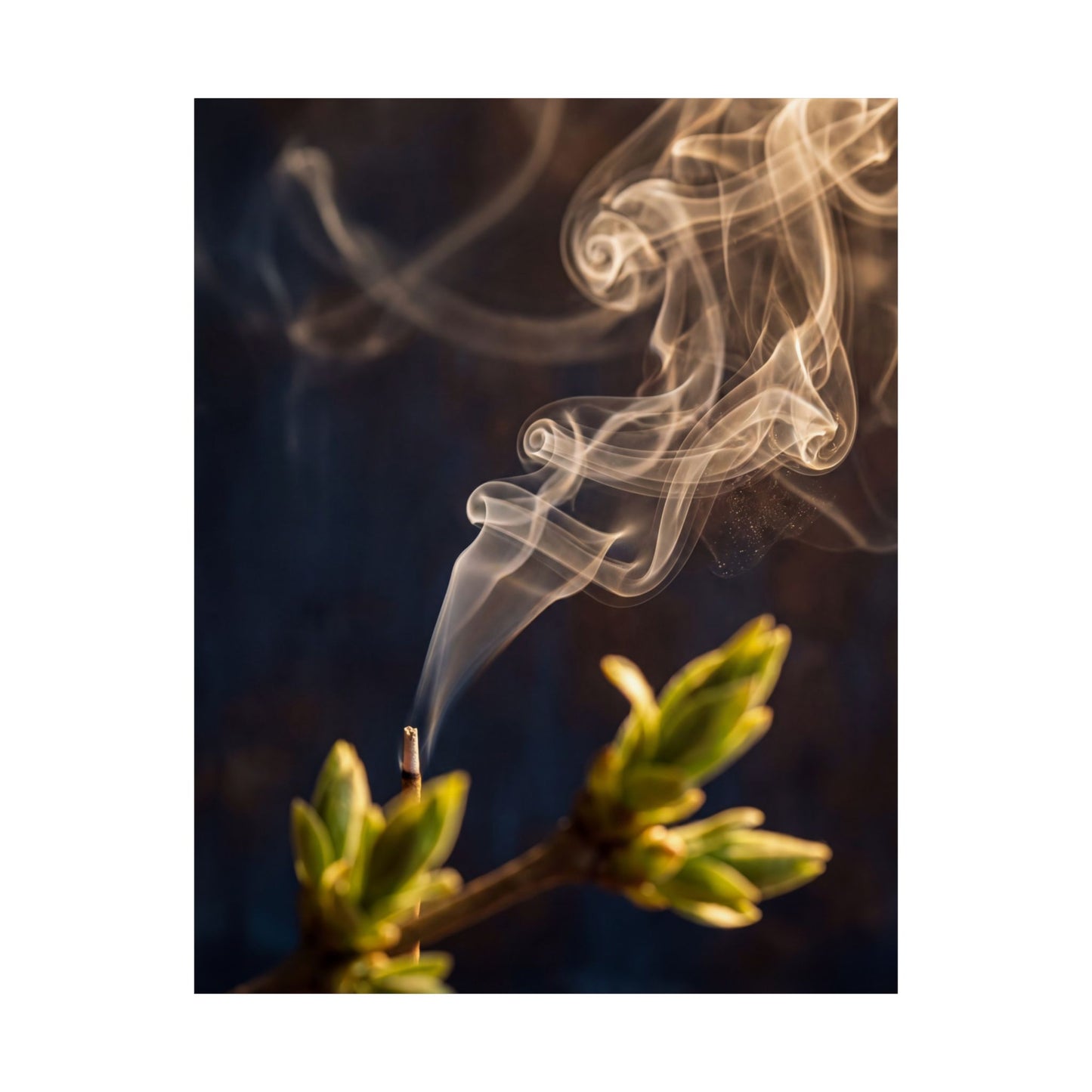 Incense Smoke Wall Art Print | Spring Dark Japandi Dark Texture Art