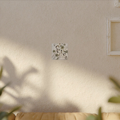 Japandi Dried Flowers in Golden Hour | Japanese Pattern Canvas Art