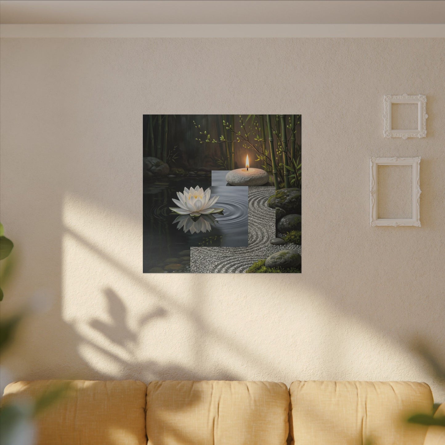 Candlelight Lotus Flower Canvas Art - Zen Kanso