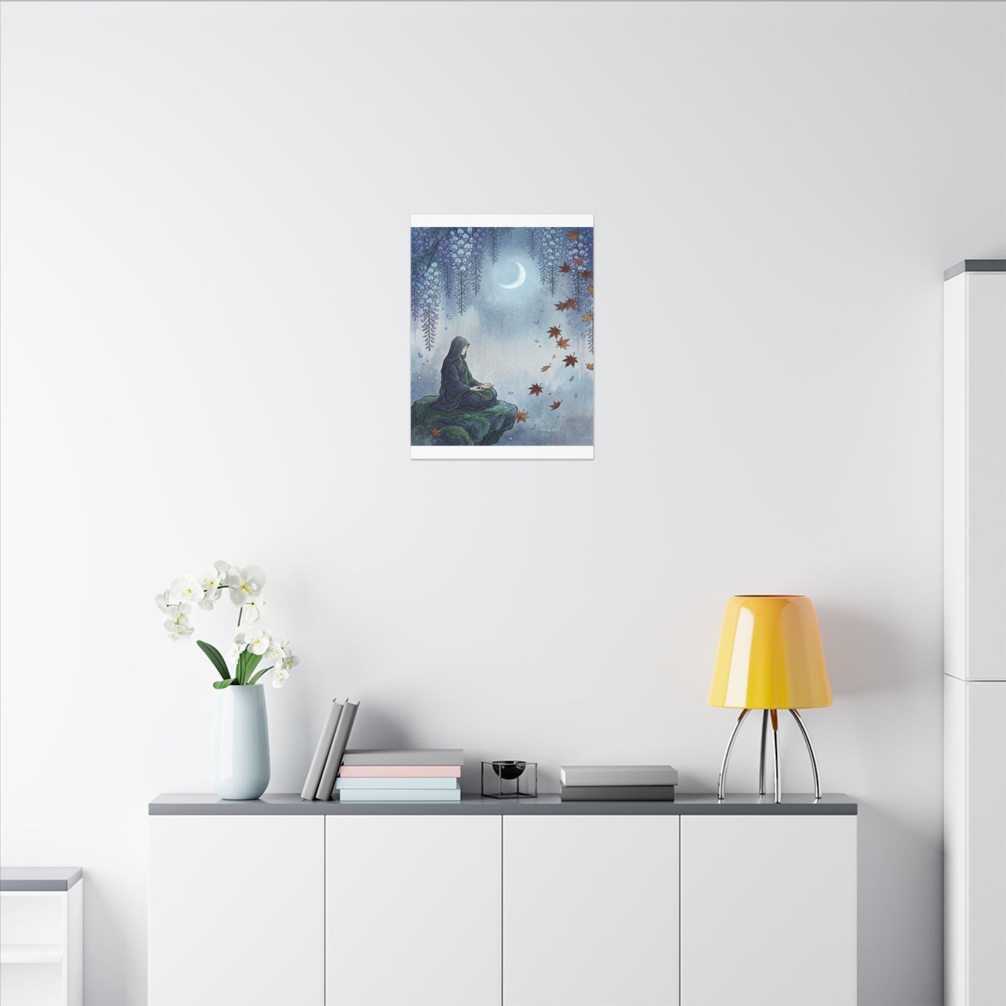 Zen Wisteria in Moonlight | Ukiyo E Inspired Canvas Art