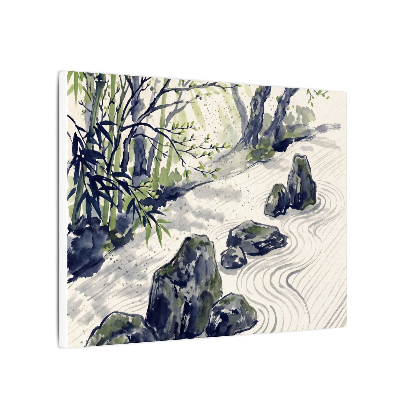 Dappled Rock Garden Canvas Art - Zen Mono No Aware