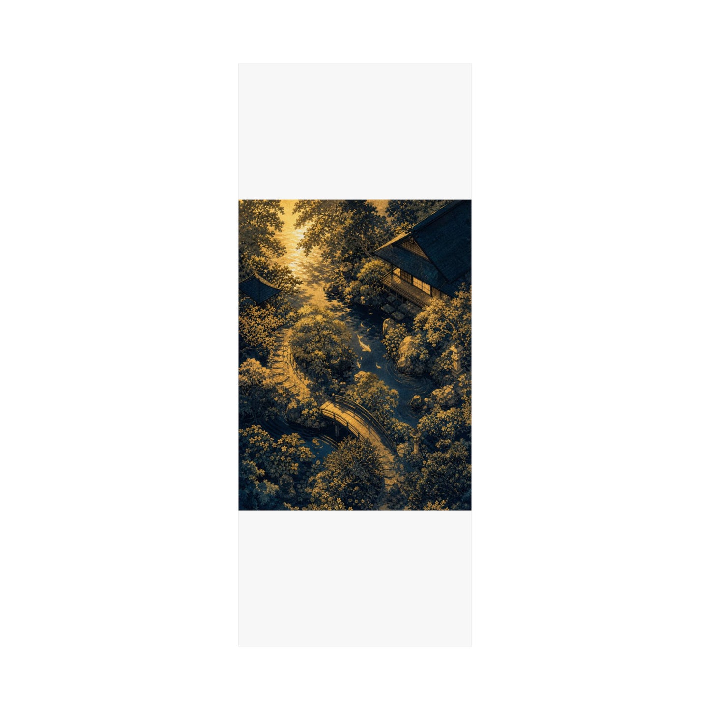 Moonlit Garden Ukiyo E Inspired Wall Art Print | Calm Zen Art