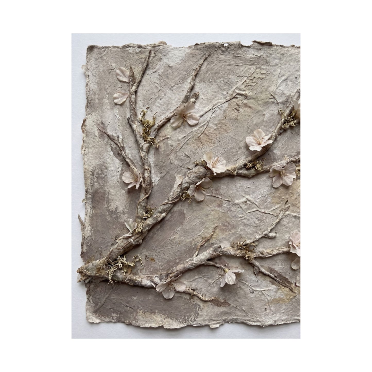 Summer Cherry Blossom Texture Wall Art Print | Neutral Decor