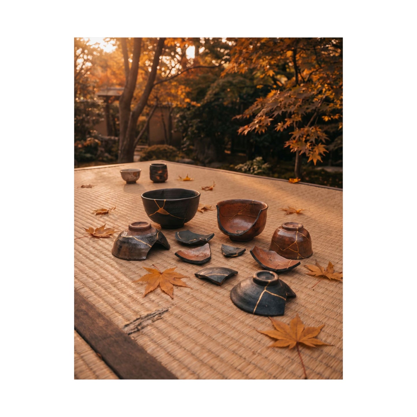 Kintsugi Tea Ceremony in Golden Hour | Broken Beauty Wall Art Print