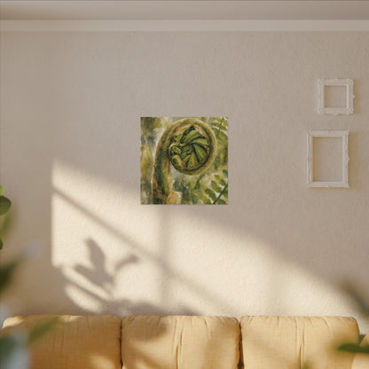Japandi Fern Unfurling in Dappled | Watercolor Canvas Art