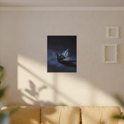 Kintsugi Paper Fold in Moonlight | Crackle Gold Canvas Art