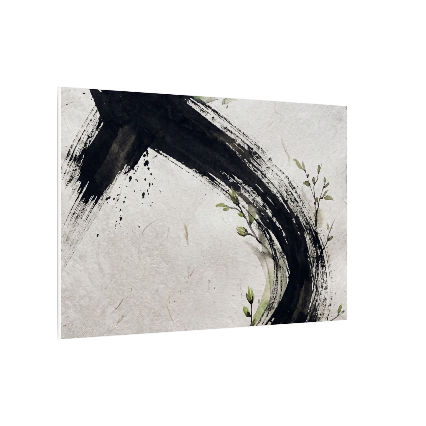 Ink Brushstroke Spring Canvas Art | Dark Japandi Sophisticated Design