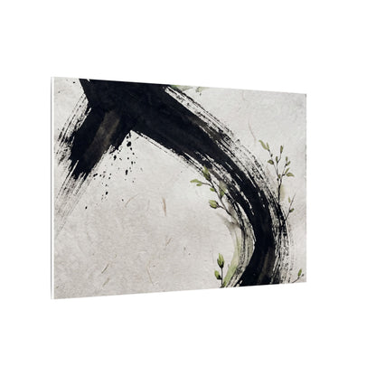 Ink Brushstroke Spring Canvas Art | Dark Japandi Sophisticated Design