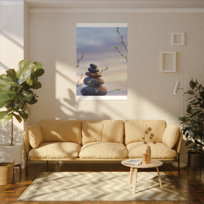 Spring River Stones Gold Vein Canvas Art | Philosophical Decor