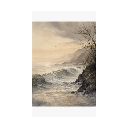 Warm Ocean Wave Wall Art Print - Watercolor Japandi