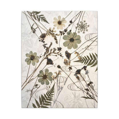Japandi Dried Flowers in Golden Hour | Japanese Pattern Canvas Art