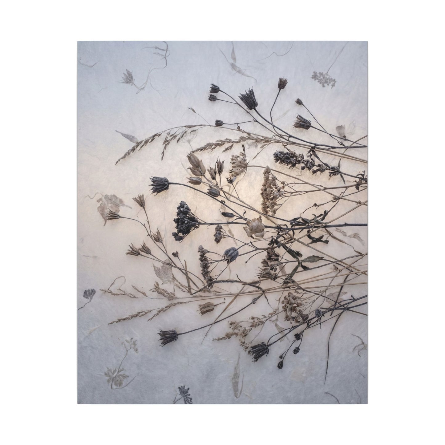 Elegant Dried Flowers Canvas Art - Japanese Pattern Japandi