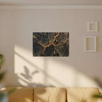 Cracked Earth Spring Canvas Art | Dark Japandi Atmospheric Design