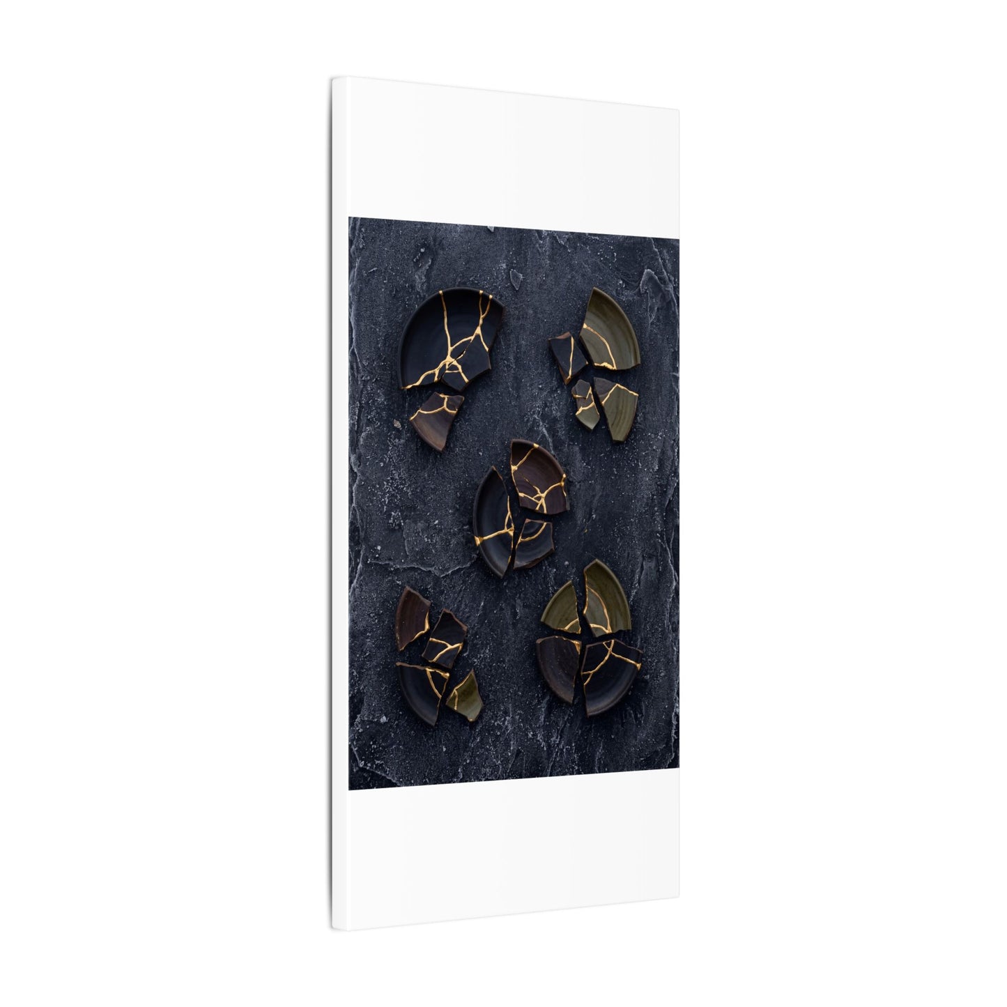 Broken Pottery Canvas Art | Winter Dark Japandi Shadow Zen Art
