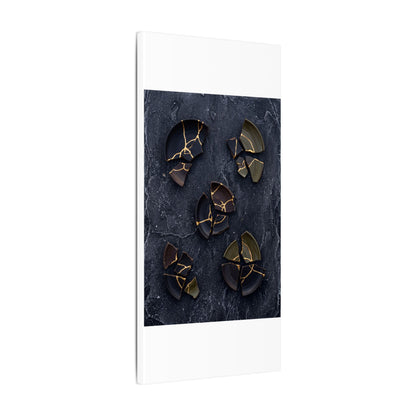 Broken Pottery Canvas Art | Winter Dark Japandi Shadow Zen Art