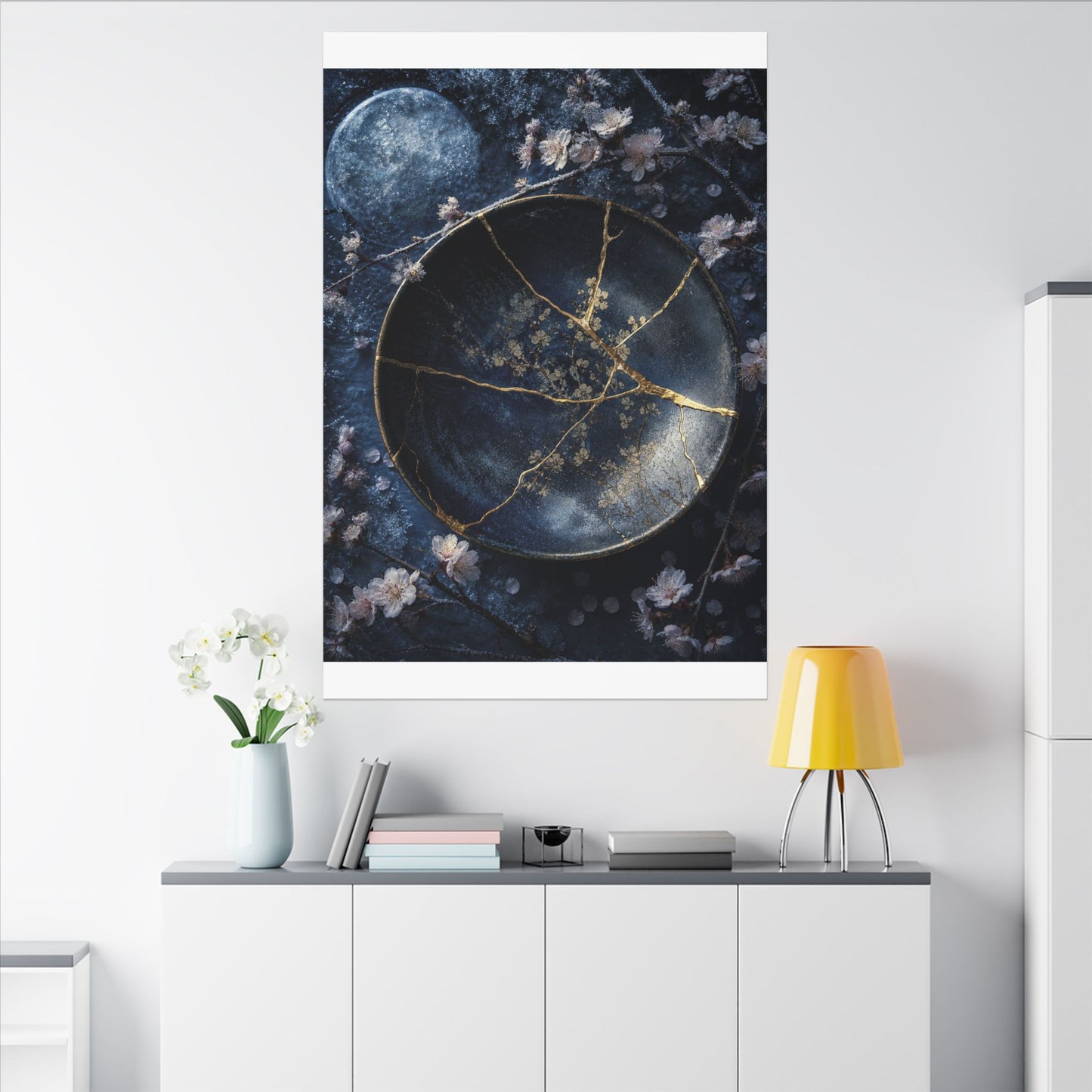 Cherry Blossom Winter Canvas Art | Kintsugi Philosophical Design
