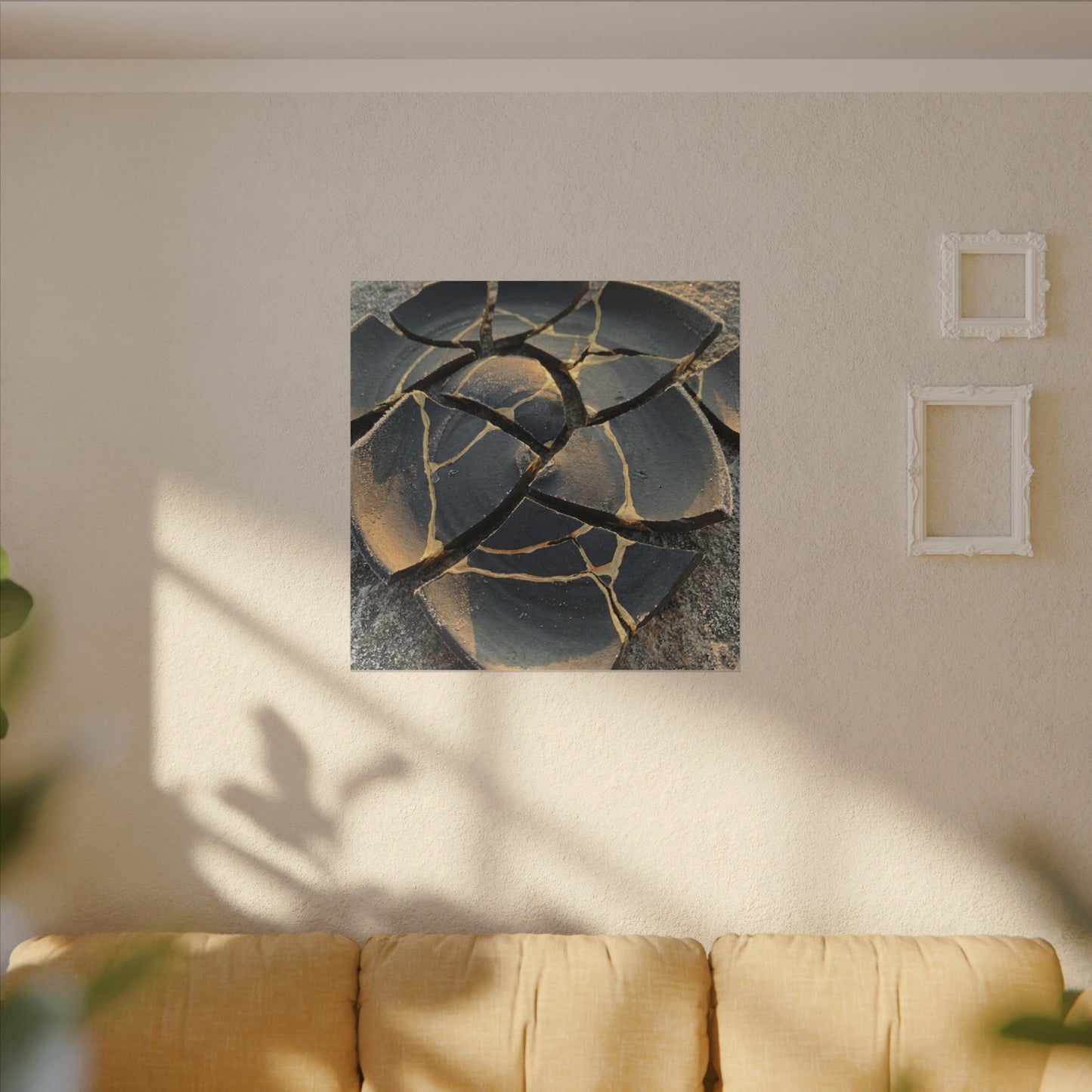 Broken Pottery Winter Canvas Art | Kintsugi Resilient Design