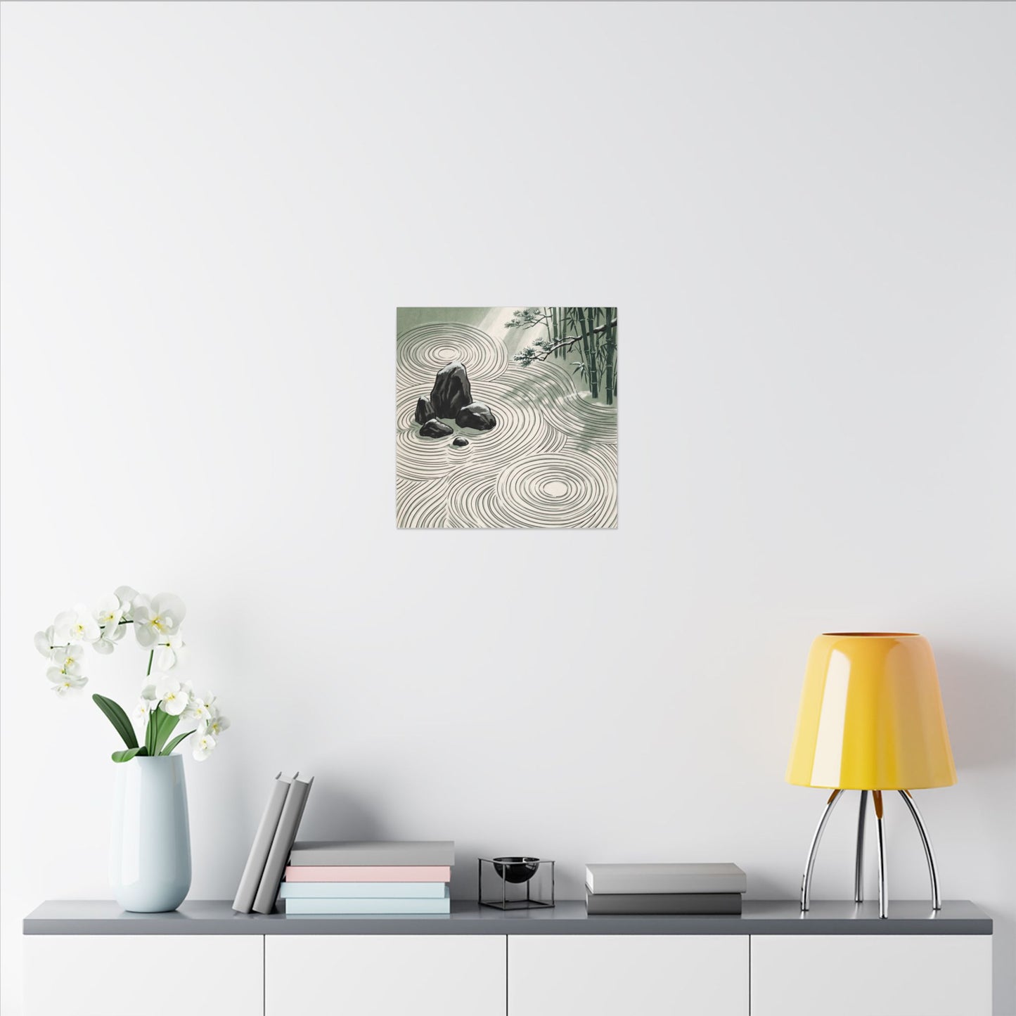 Shibui Rock Garden Canvas Art - Zen Ukiyo E Inspired