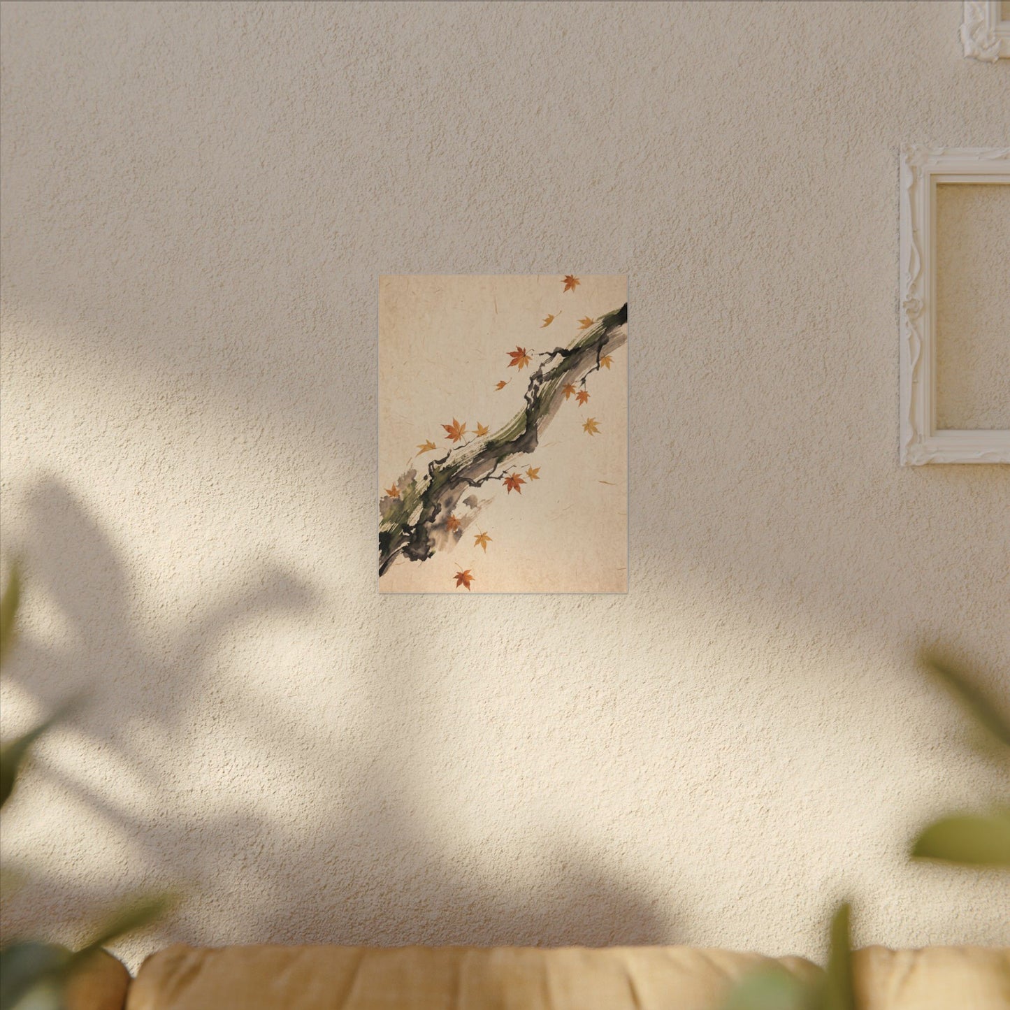 Ink Brushstroke Autumn Canvas Art | Zen Calm Design