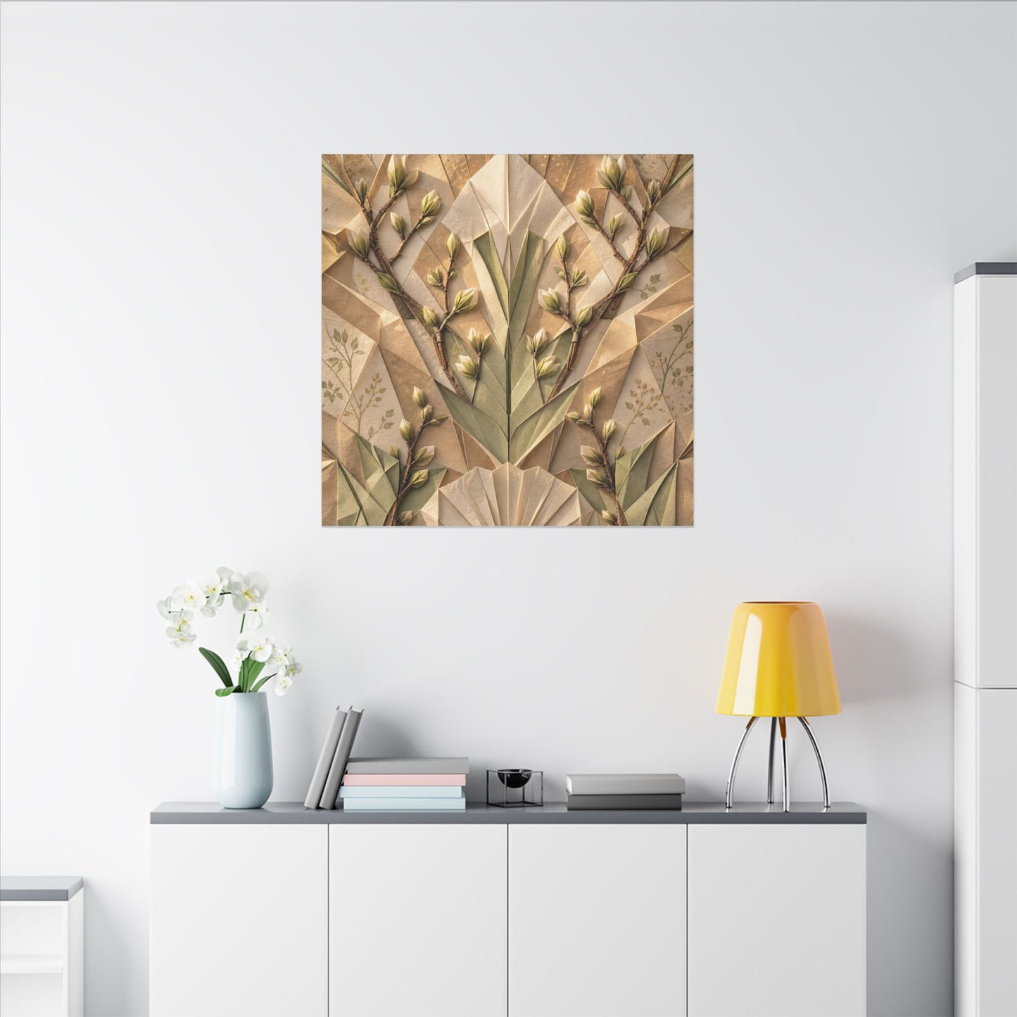 Kanso Paper Fold Canvas Art - Japandi Japanese Pattern