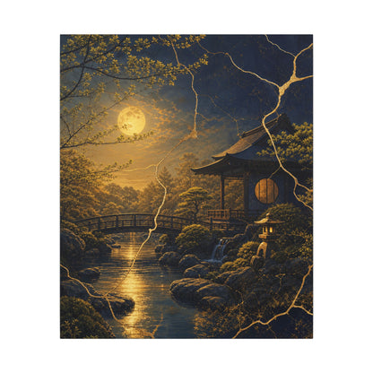 Spring Moonlit Garden Gold Vein Canvas Art | Resilient Decor