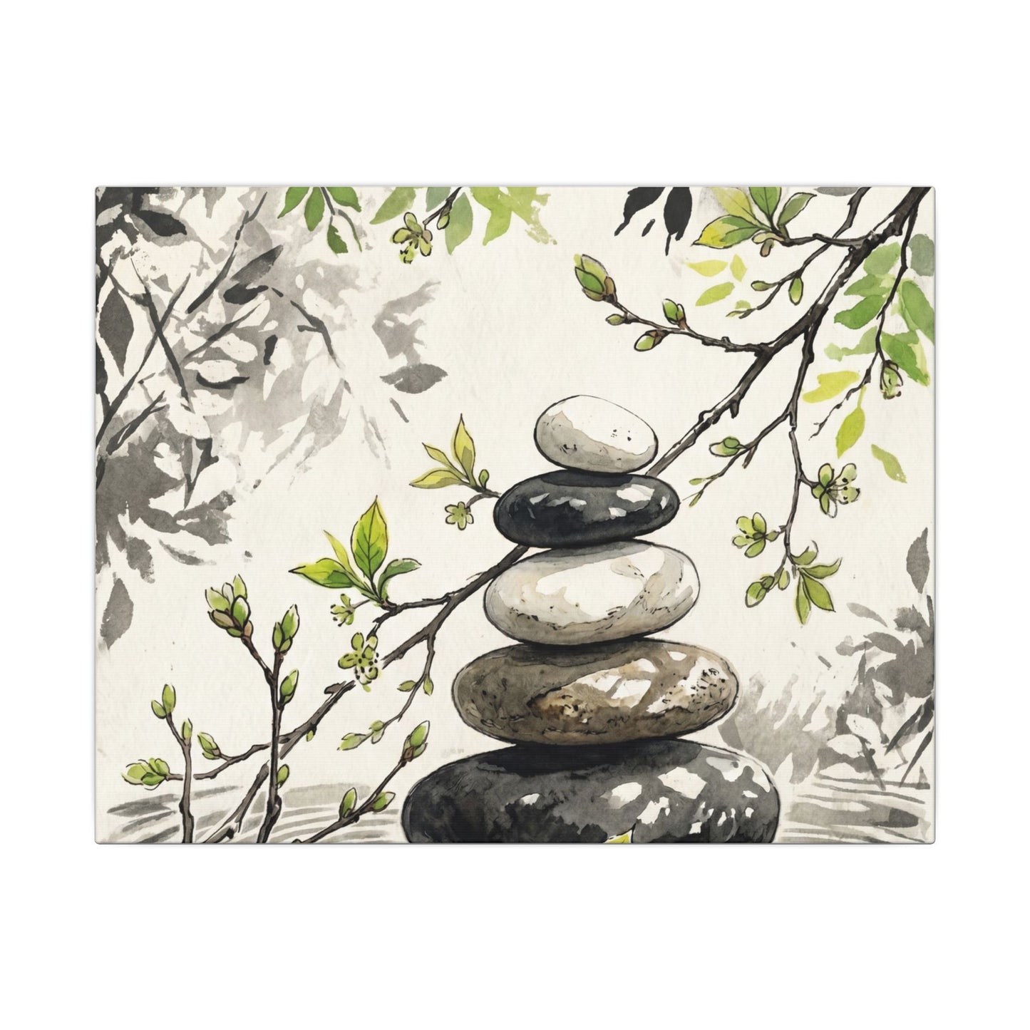Spring River Stones Japanese Pattern Canvas Art | Elegant Decor