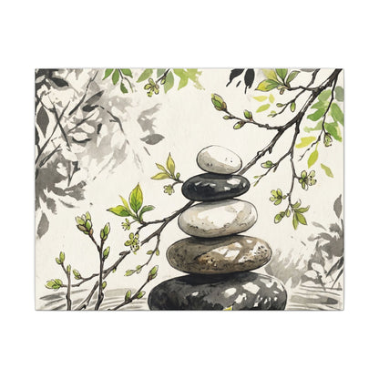 Spring River Stones Japanese Pattern Canvas Art | Elegant Decor