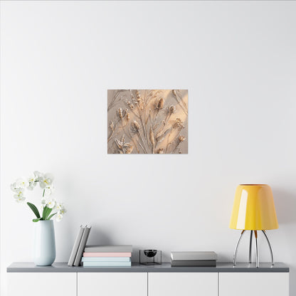 Japandi Dried Flowers in Golden Hour | Watercolor Canvas Art
