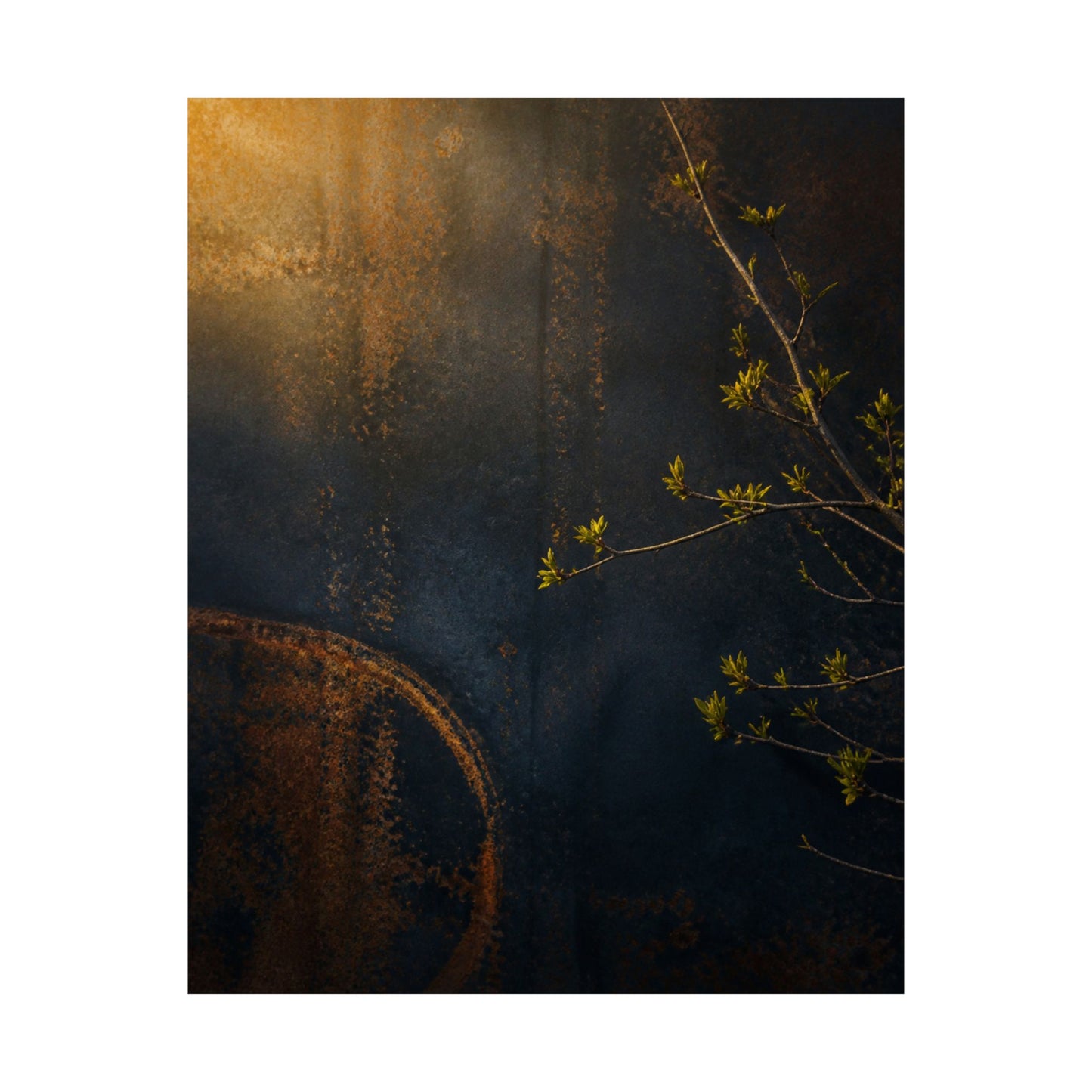 Golden Hour Rust Patina Wall Art Print - Dark Japandi Ma
