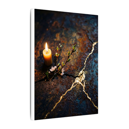 Kintsugi Rust Patina in Candlelight | Gold Repair Canvas Art