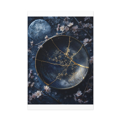 Cherry Blossom Winter Canvas Art | Kintsugi Philosophical Design