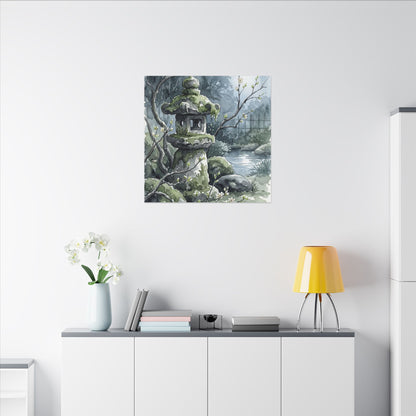 Moonlight Stone Lantern Canvas Art - Japandi Seijaku