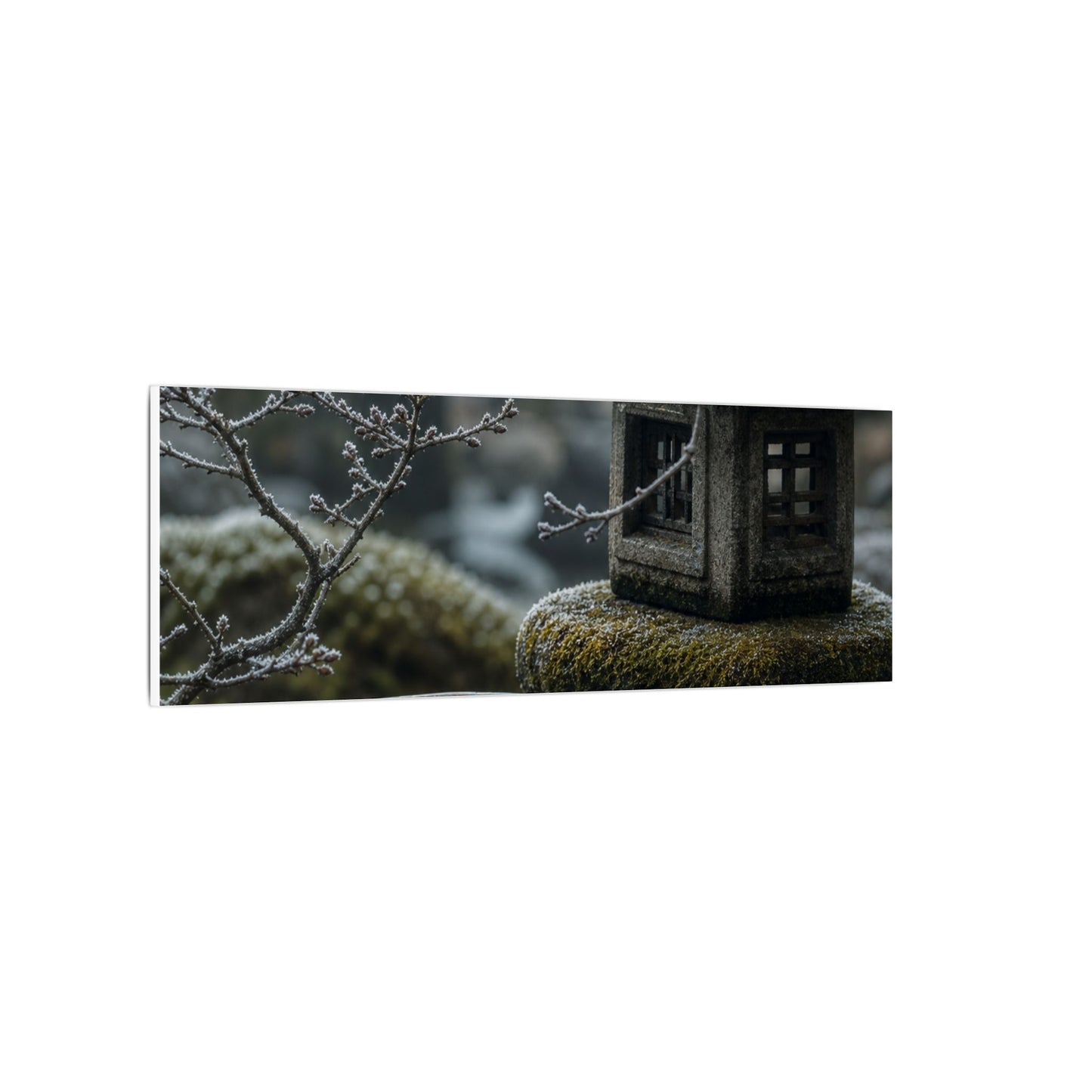 Stone Lantern Canvas Art | Winter Kintsugi Gold Repair Art