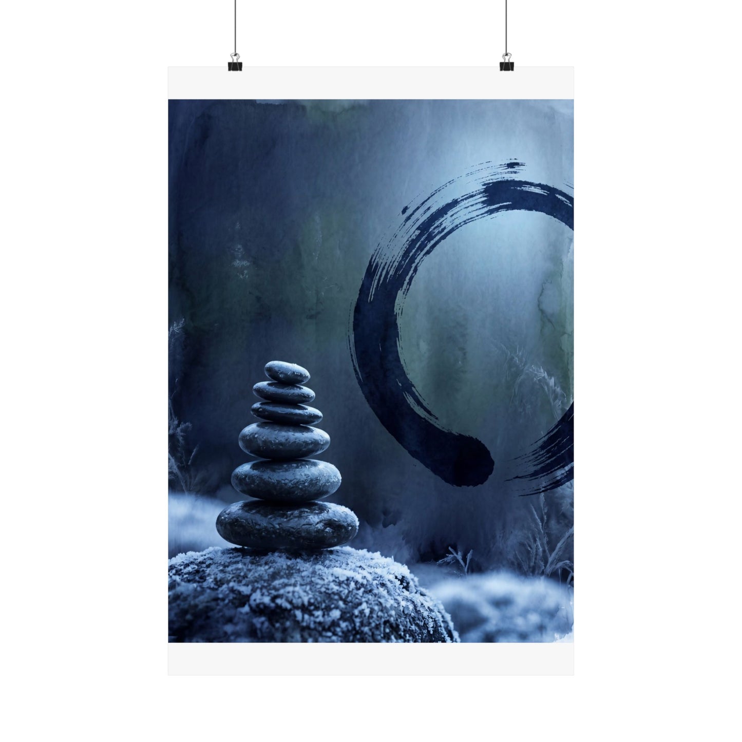 Moonlight River Stones Wall Art Print - Zen Fukinsei