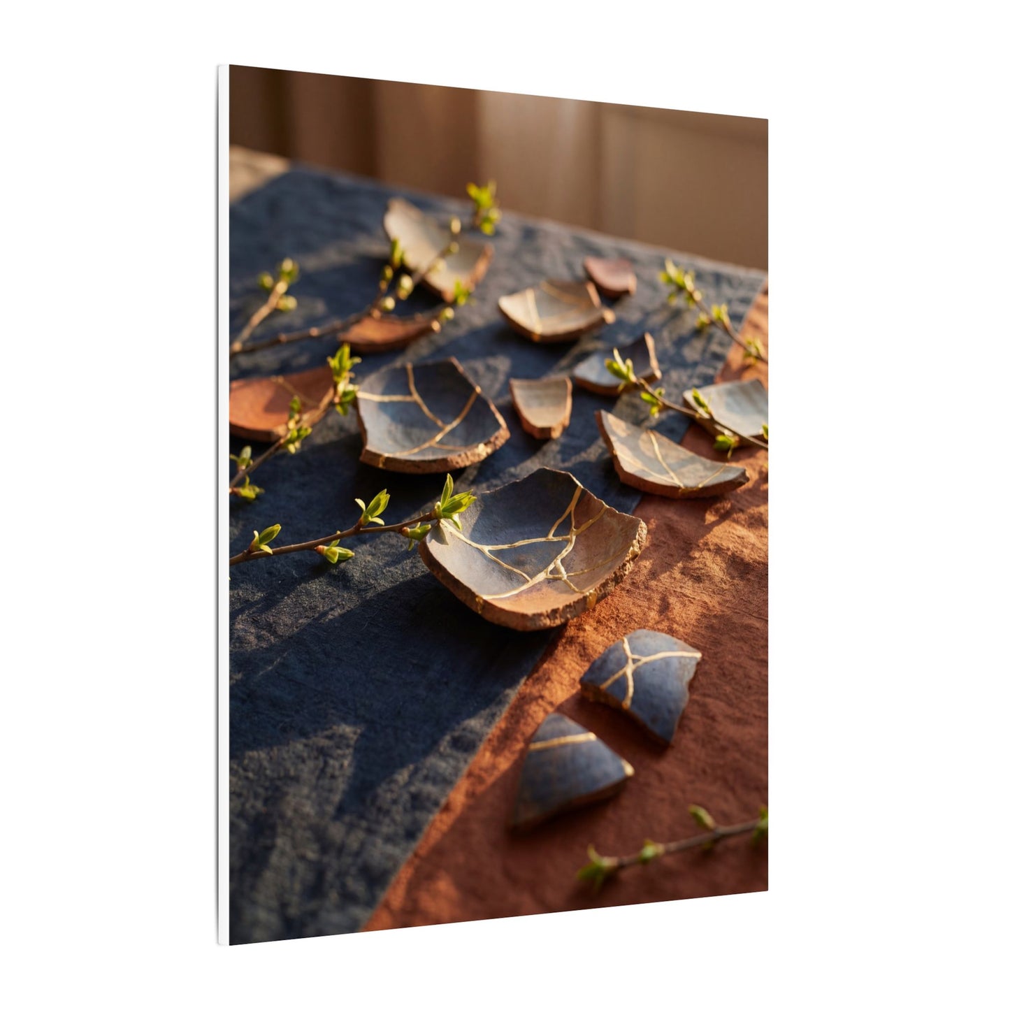 Spring Broken Pottery Gold Vein Canvas Art | Philosophical Decor