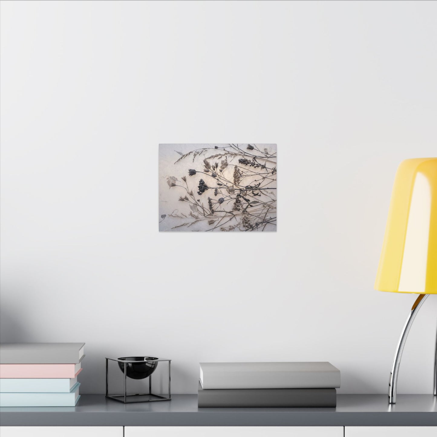 Elegant Dried Flowers Canvas Art - Japanese Pattern Japandi