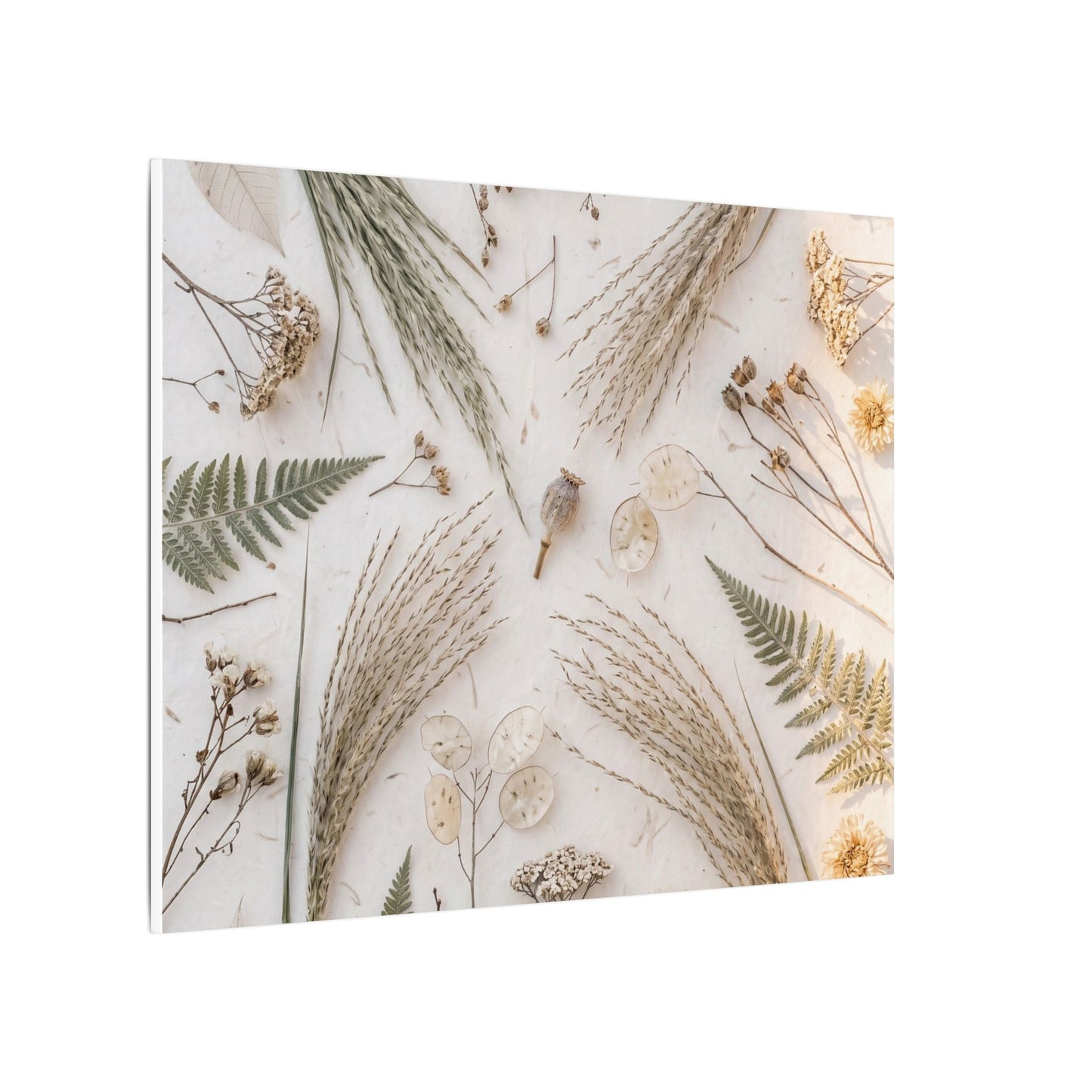 Elegant Dried Flowers Canvas Art - Japanese Pattern Japandi