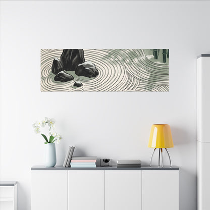 Shibui Rock Garden Canvas Art - Zen Ukiyo E Inspired