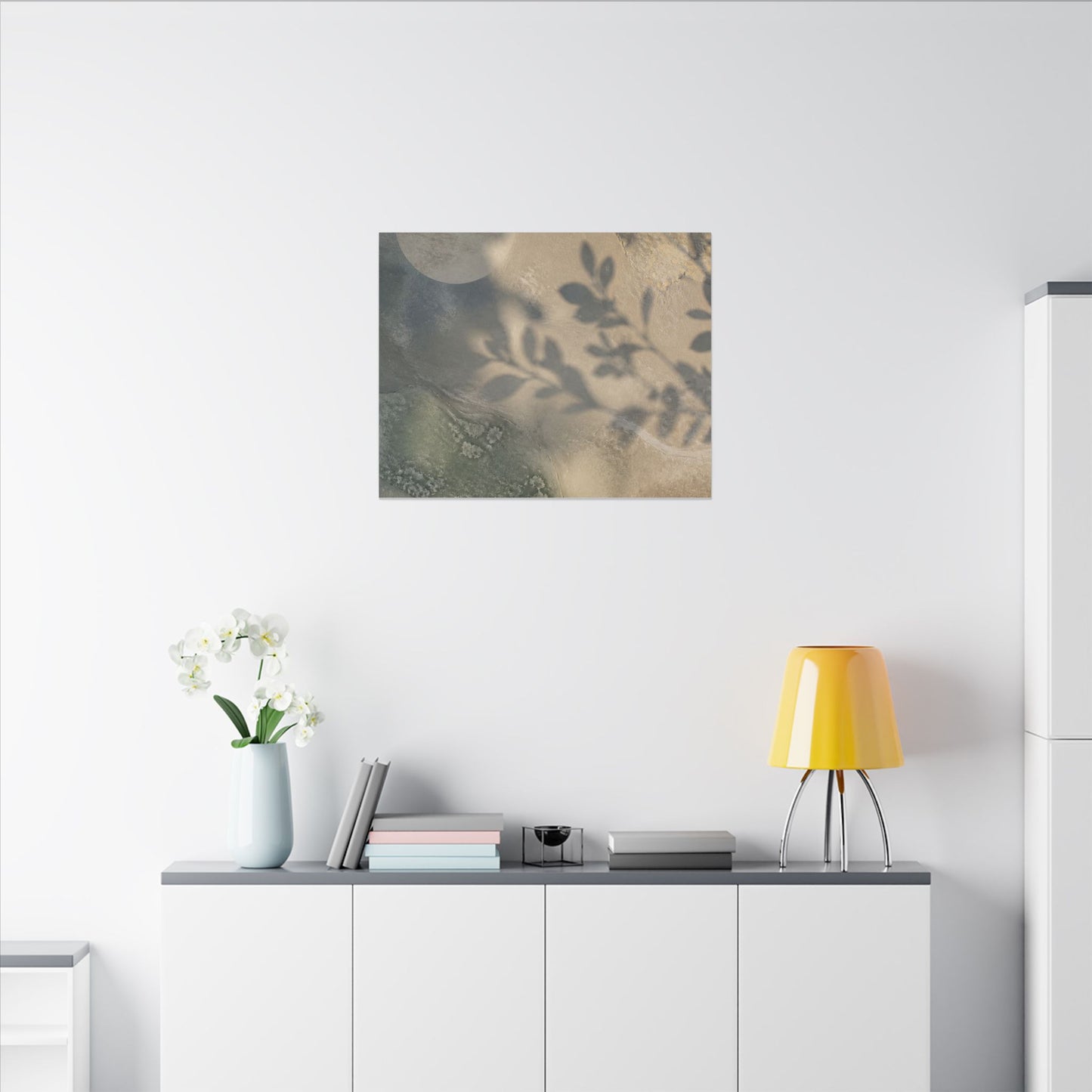 Japandi Shadow Play in Moonlight | Texture Canvas Art